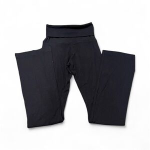 nuuds Black High-Waisted Fold Over Yoga Pants